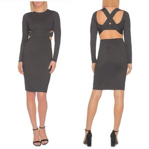 NWT Susana Monaco - Gray Cross Back Long Sleeve Bodycon Dress, Small
